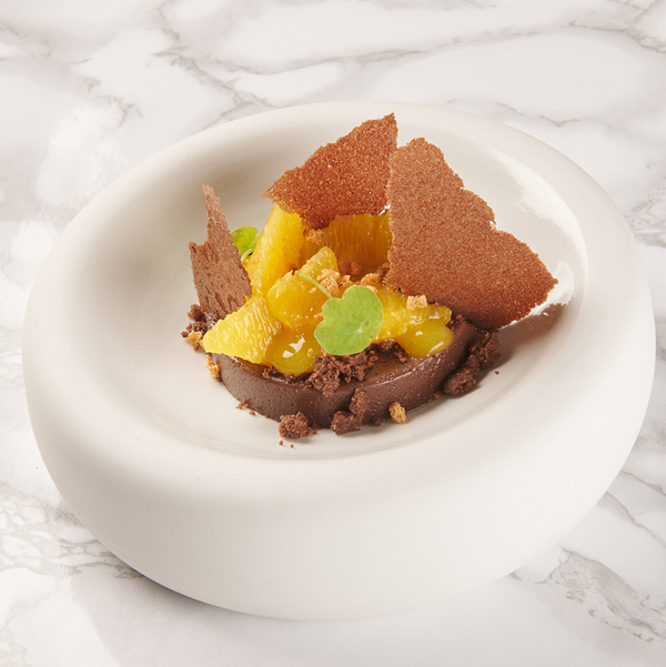 Bonet fondente, amaretto e arancia